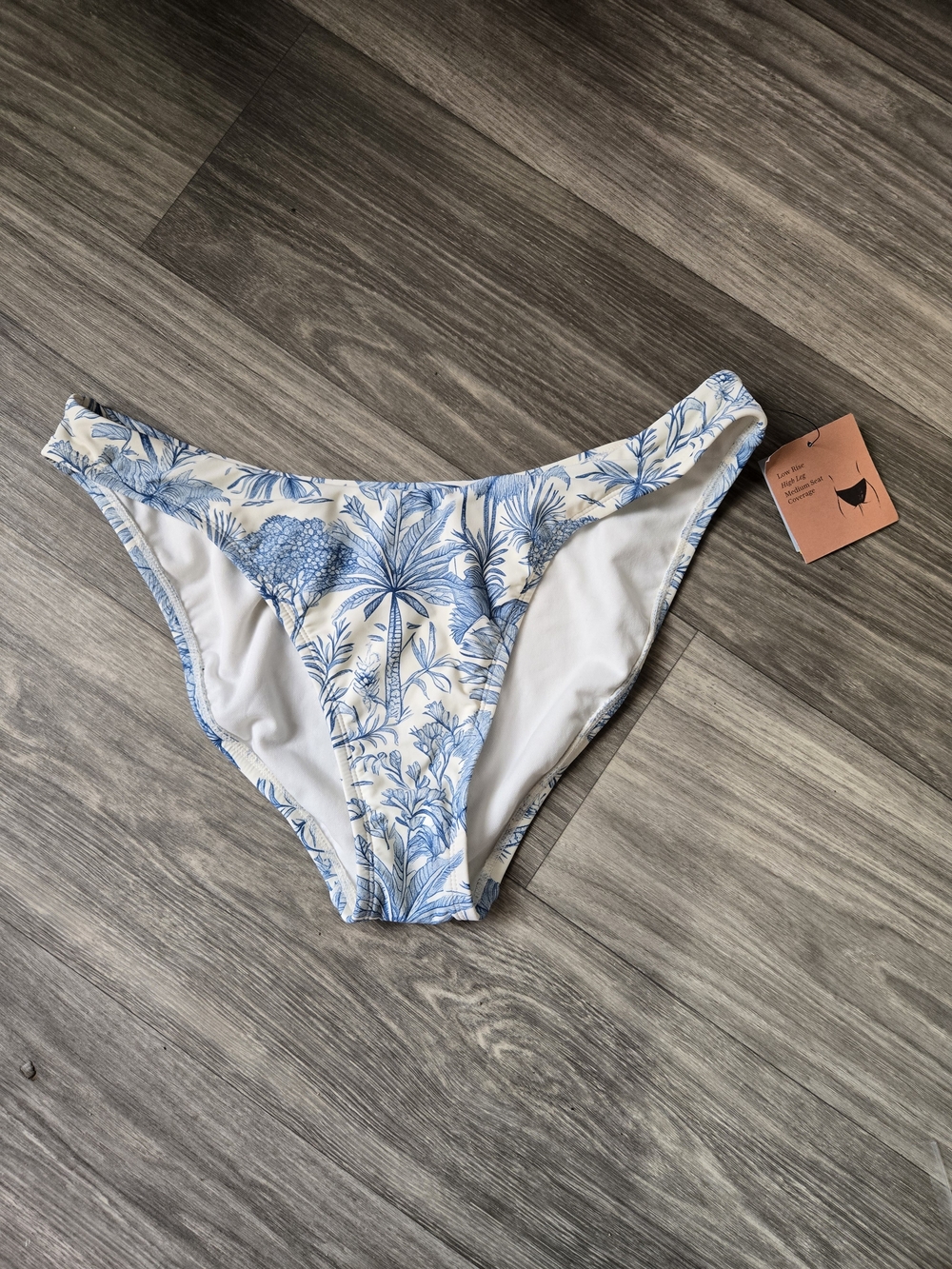 Shade & Shore Blue Botanical Bikini Bottom Women Size L